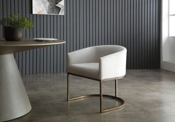 Modrest Elisa - Modern Beige Velvet & Brass Dining Chair - Image 2