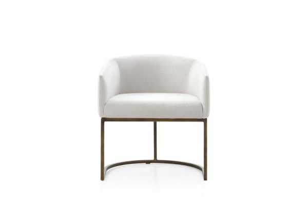 Modrest Elisa - Modern Beige Velvet & Brass Dining Chair - Image 3