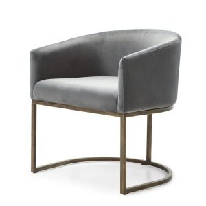 Modrest Elisa - Modern Grey Velvet & Brass Dining Chair