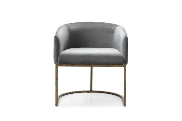 Modrest Elisa - Modern Grey Velvet & Brass Dining Chair - Image 3