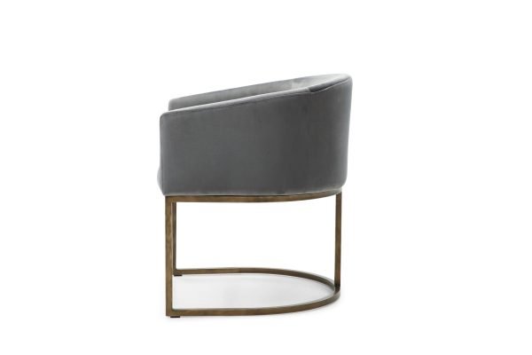Modrest Elisa - Modern Grey Velvet & Brass Dining Chair - Image 4