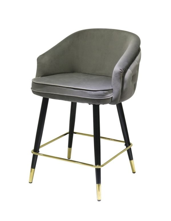 Modrest Elliot - Contemporary Grey & Black/Gold Dining Bar Stool (Set of 2)
