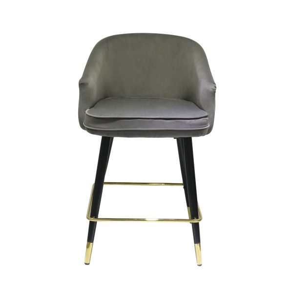 Modrest Elliot - Contemporary Grey & Black/Gold Dining Bar Stool (Set of 2) - Image 2