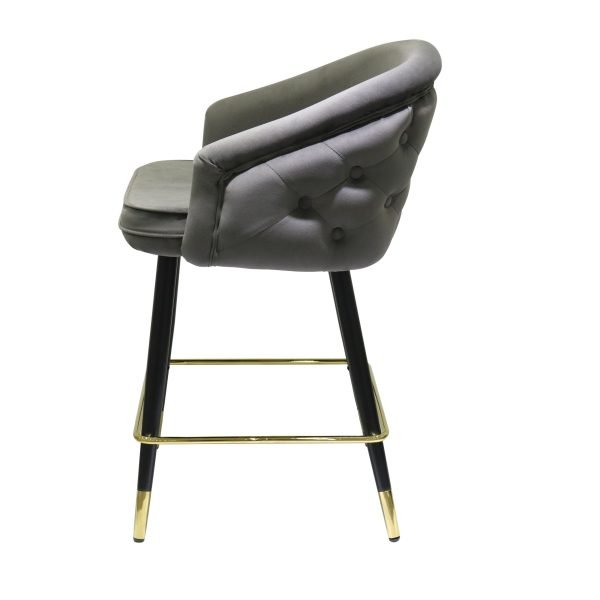 Modrest Elliot - Contemporary Grey & Black/Gold Dining Bar Stool (Set of 2) - Image 3