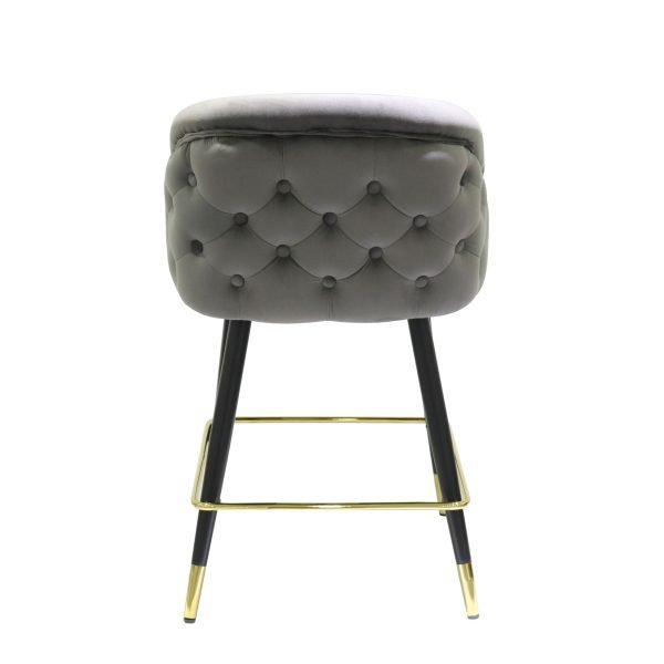 Modrest Elliot - Contemporary Grey & Black/Gold Dining Bar Stool (Set of 2) - Image 4