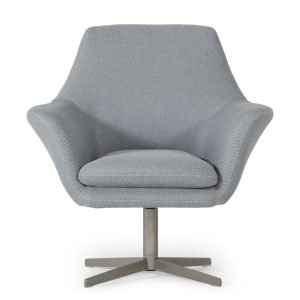 Divani Casa Elvin - Modern Grey Fabric Swivel Lounge Chair