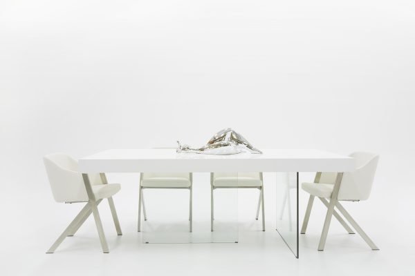 Modrest Encino Modern White & Glass Dining Table - Image 2