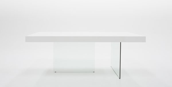 Modrest Encino Modern White & Glass Dining Table - Image 3
