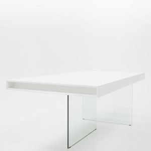 Modrest Encino Modern White & Glass Dining Table