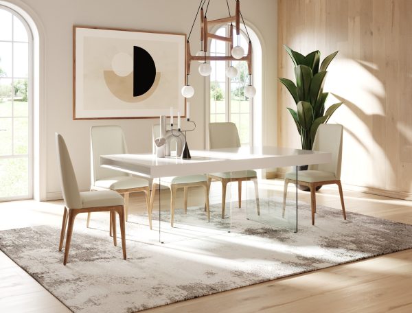 Modrest Encino Modern White & Glass Dining Table - Image 4