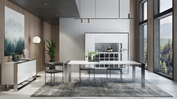 Modrest Fauna - Modern White High Gloss & Stainless Steel Chrome Dining Table - Image 5