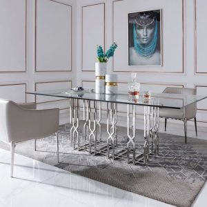 Modrest Ericson - Modern Glass & Stainless Steel Dining Table