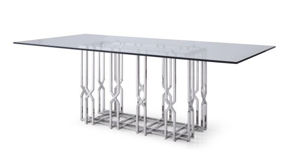 Modrest Ericson - Modern Glass & Stainless Steel Dining Table - Image 2