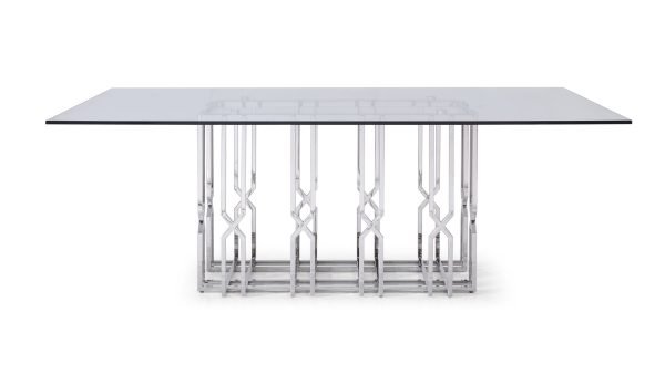 Modrest Ericson - Modern Glass & Stainless Steel Dining Table - Image 3