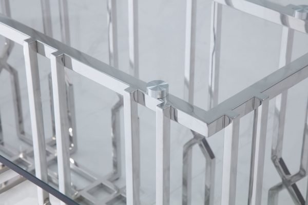 Modrest Ericson - Modern Glass & Stainless Steel Dining Table - Image 4