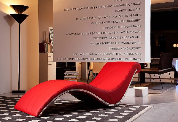 Essen Modern Red Leather Leisure Lounge Chaise