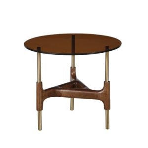 Modrest Lawson Modern Round Walnut & Glass End Table