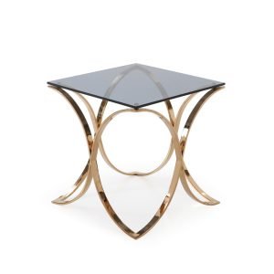 Modrest Reklaw Modern Smoked Glass & Rosegold End Table