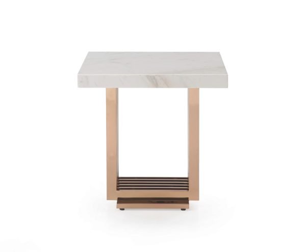 Modrest Kingsley Modern Marble & Rosegold End Table
