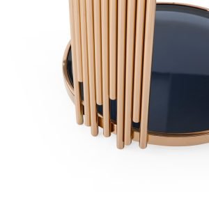 Modrest Bryce Modern Smoked Glass & Rosegold Round End Table