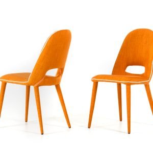 Eugene - Modern Orange Fabric Dining Chair (Set of 2)