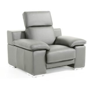 Estro Salotti Evergreen Modern Stone Grey Italian Leather Chair
