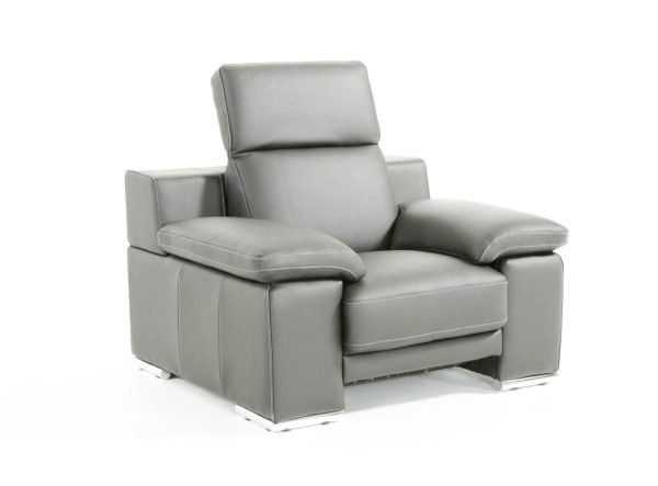 Estro Salotti Evergreen Modern Stone Grey Italian Leather Chair