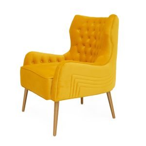 Modrest Everly - Contemporary Velvet Yellow Accent Chair