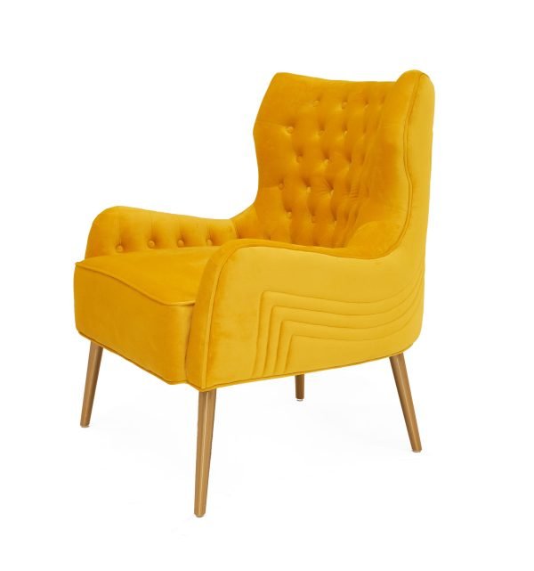 Modrest Everly - Contemporary Velvet Yellow Accent Chair