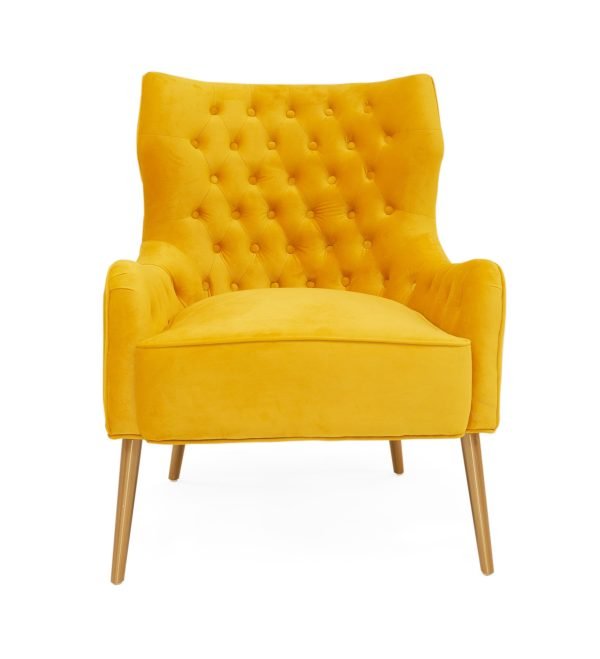 Modrest Everly - Contemporary Velvet Yellow Accent Chair - Image 2