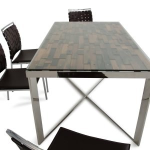 Modrest Santiago Modern Rectangular Wood Mosaic Dining Table