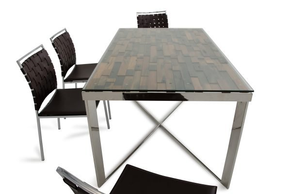 Modrest Santiago Modern Rectangular Wood Mosaic Dining Table
