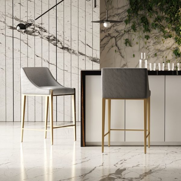 Modrest Fairview - Contemporary Grey + Brass Counter Stool - Image 5