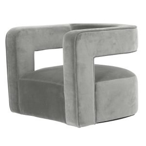 Modrest Fanny - Modern Swivel Grey Velvet Accent Chair