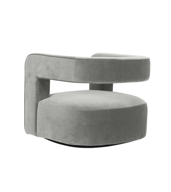 Modrest Fanny - Modern Swivel Grey Velvet Accent Chair - Image 4
