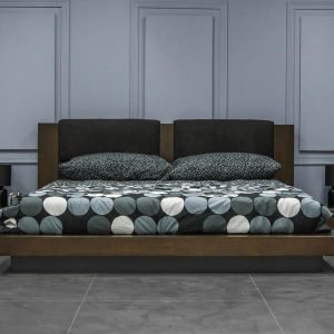 Nova Domus Fantasia - Eastern King Dark Walnut/Dark Grey Bed and Two Nightstands