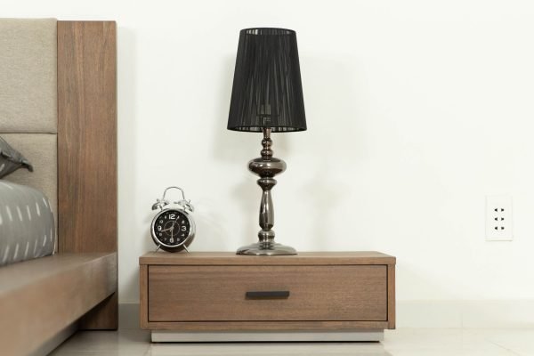 Queen Nova Domus Fantasia - Contemporary Walnut & Grey Bed with Two Nightstands - Image 2