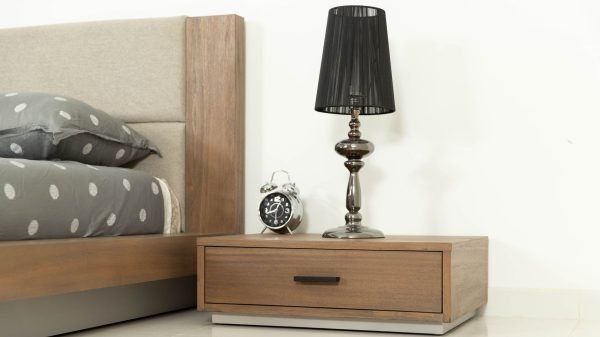 Queen Nova Domus Fantasia - Contemporary Walnut & Grey Bed with Two Nightstands - Image 3