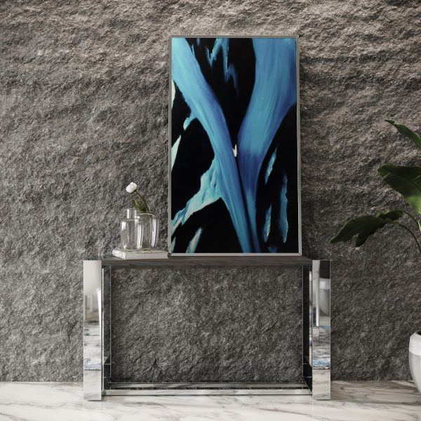 Modrest Fauna - Modern Grey Elm & Stainless Steel Console Table - Image 3