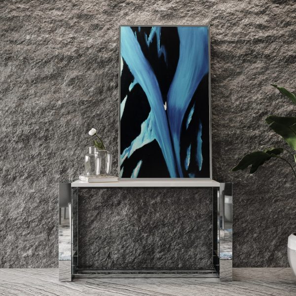 Modrest Fauna - Modern White High Gloss & Stainless Steel Console Table - Image 2
