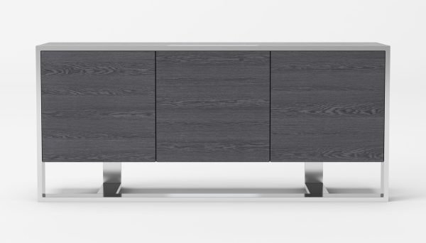 Modrest Fauna - Modern Elm Grey & Stainless Steel Buffet