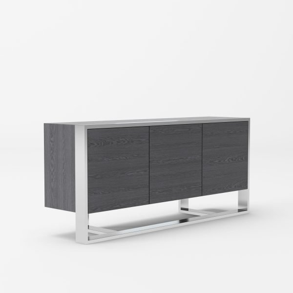 Modrest Fauna - Modern Elm Grey & Stainless Steel Buffet - Image 2