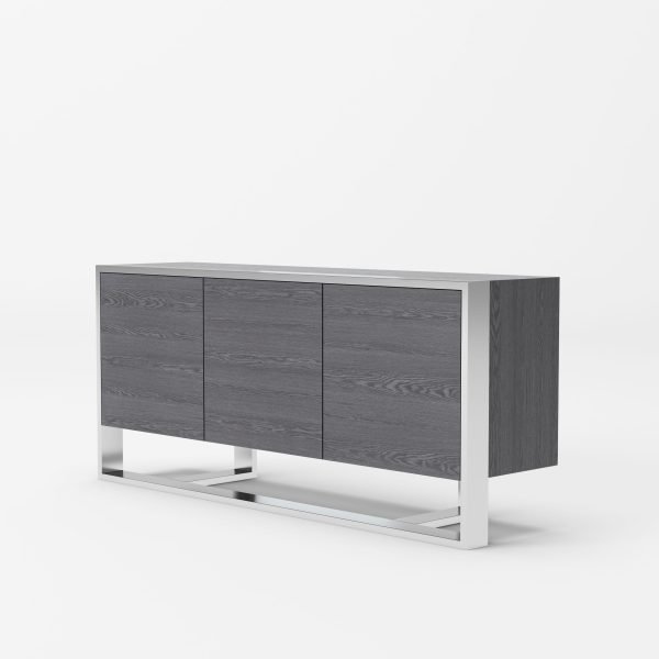 Modrest Fauna - Modern Elm Grey & Stainless Steel Buffet - Image 3