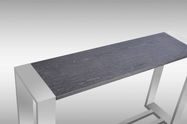 Modrest Fauna - Modern Grey Elm & Stainless Steel Console Table - Image 2