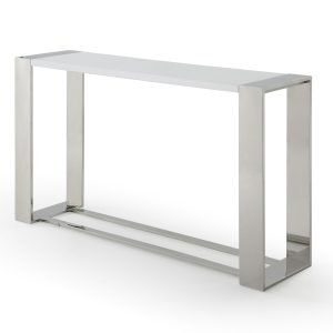 Modrest Fauna - Modern White High Gloss & Stainless Steel Console Table