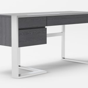 Modrest Fauna - Modern Elm Grey & Stainless Steel Desk