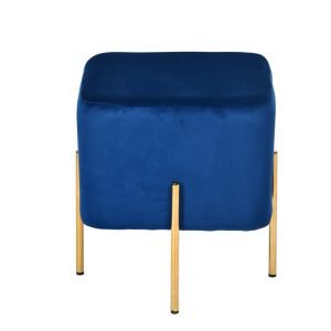 Modrest Daphne Modern Blue Velvet & Gold Ottoman