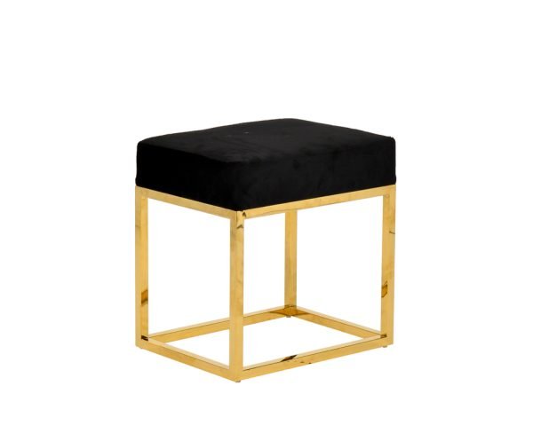Modrest Downey Modern Black Velvet & Gold Stool Ottoman