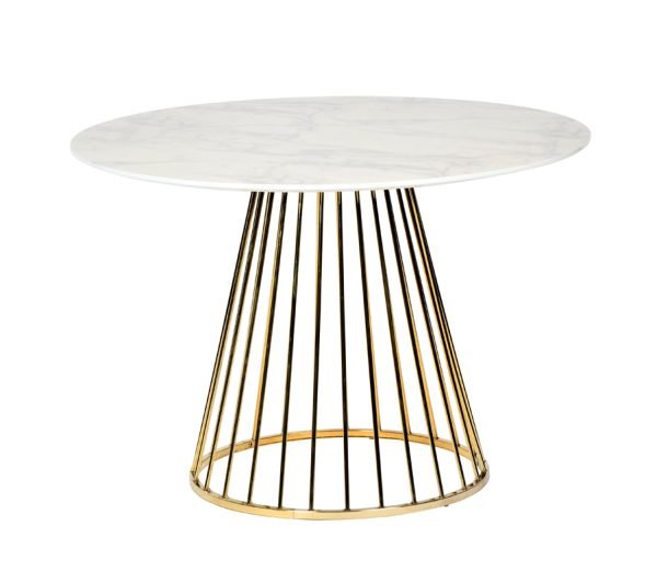 Modrest Holly Modern White & Gold Round Dining Table