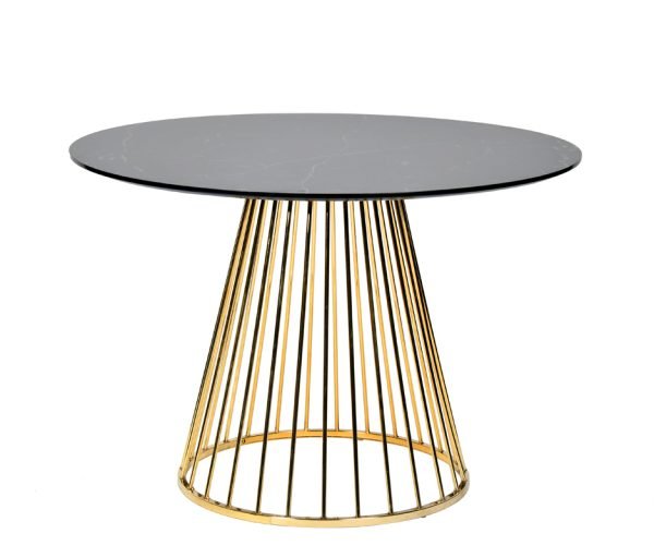 Modrest Holly Modern Black & Gold Round Dining Table - Image 2